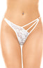 Chiloti tanga din dantela alba si bretele laterale cu decupaje sexy M/L, alb